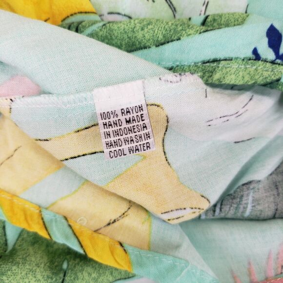 Hippocampo‎ Aloha Camp Shirt Mens Large Rayon Floral Hawaiian Made in Indonesia - Picture 6 of 6